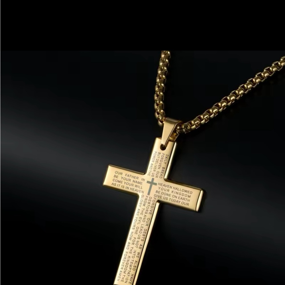 GOLD plated Fashion Cross Chain Pendant Necklace Fashion Men Women Metal Geometr